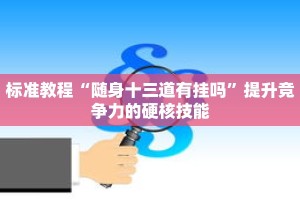 标准教程“随身十三道有挂吗”提升竞争力的硬核技能