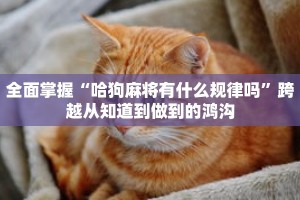 全面掌握“哈狗麻将有什么规律吗”跨越从知道到做到的鸿沟